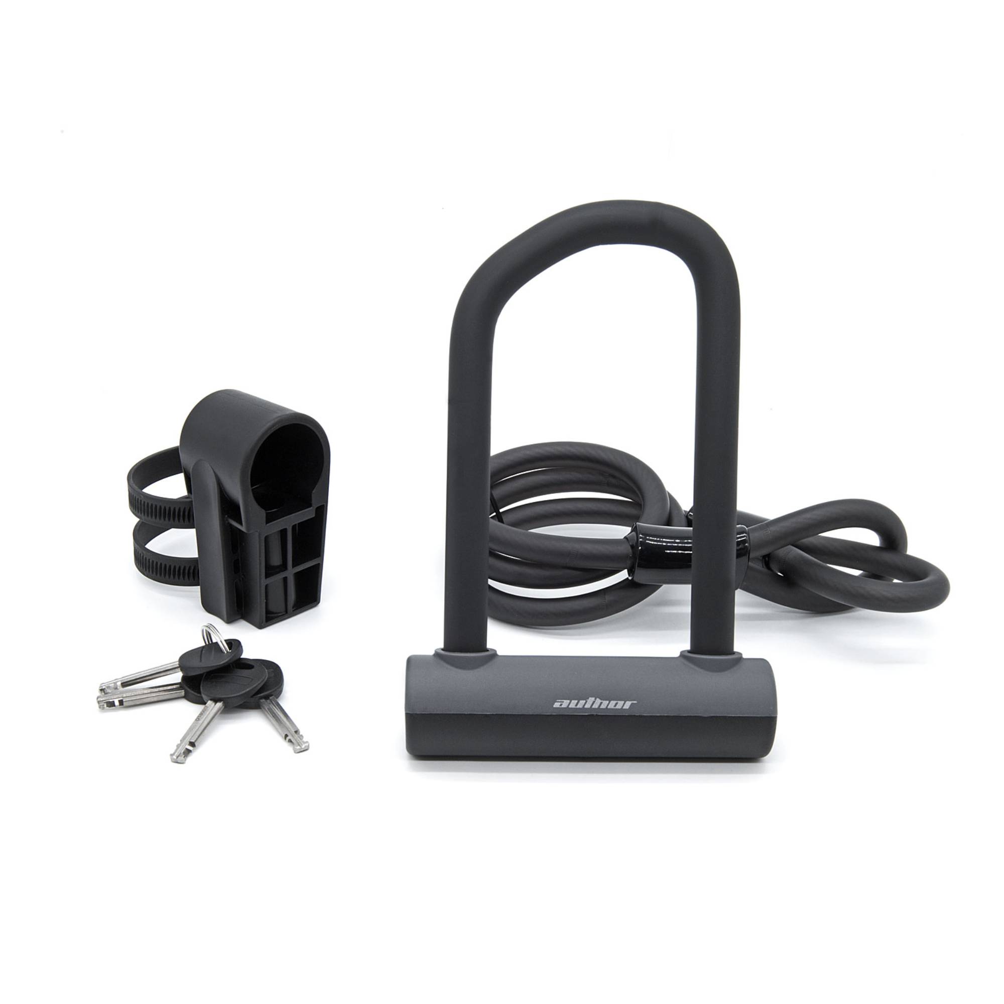 New Project (11) LOKOT AUTHOR U-LOCK & CABLE LOCK CLIFF ART 150X75MM / 12X1000MM BLACK - Slika 1